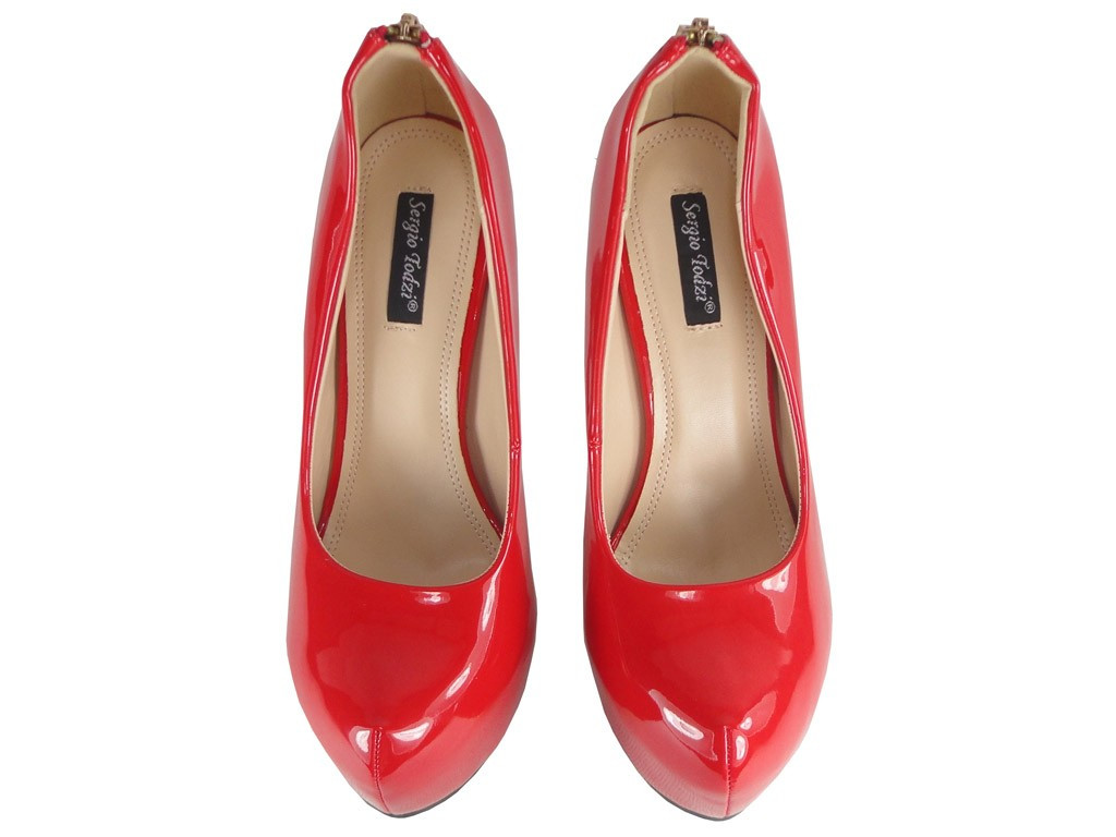 RAUDONOS SPALVOS STILETTOS BUTY PLATFORMINIAI AUKŠTAKULNIAI - 4