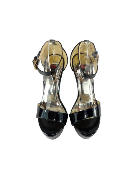 BLACK SANDAL PINS ON THE PLATFORM STRIP - 4