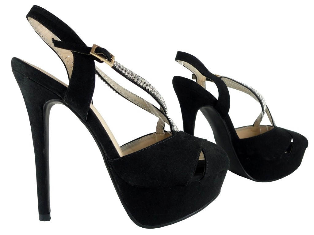 BLACK PIN SANDALS ON A ZIRCONIUM PLATFORM - 2
