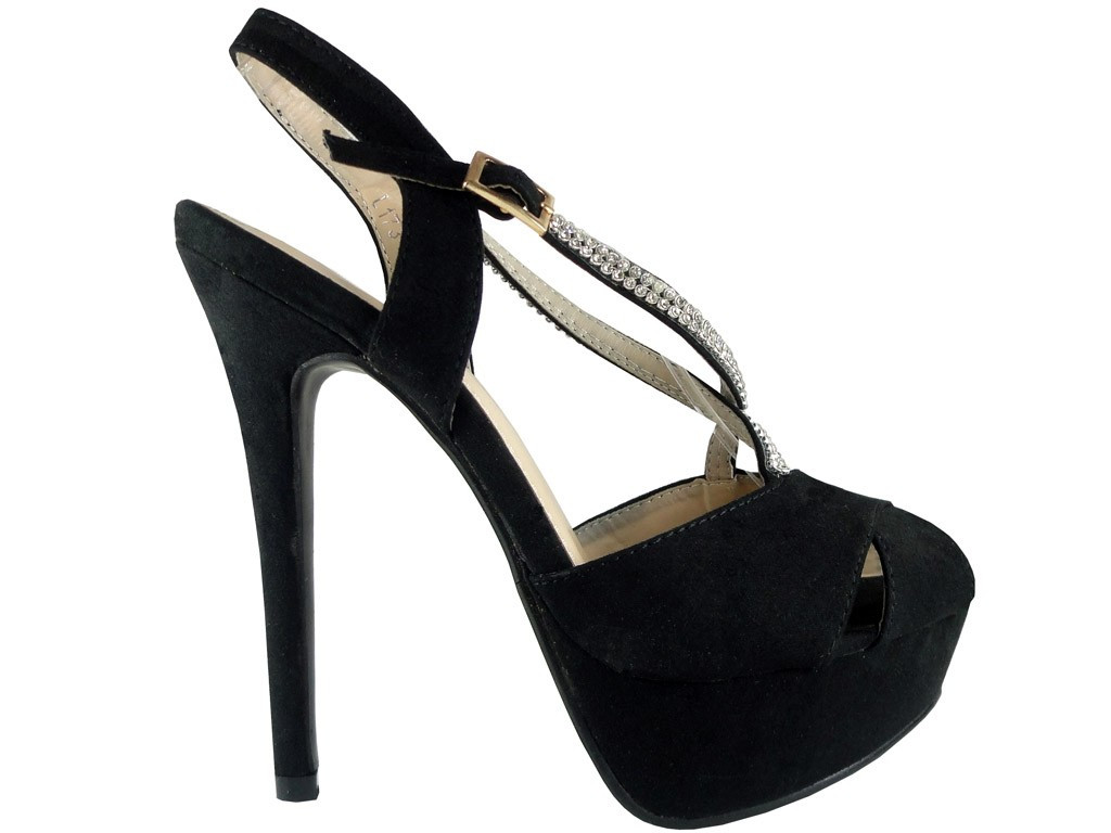 MELNAS PLATFORMAS STILETTO SANDALES ZIRKONI - 1