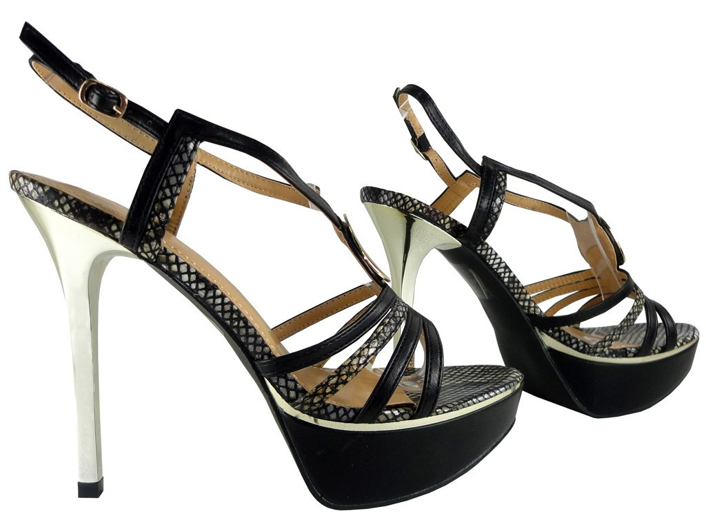 SIKSNIŅAS STILETTO SANDALES AR PAPĒŽIEM - 2