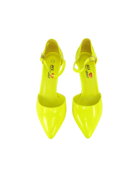 Neongelbe High Heels mit Knöchelriemen - 2