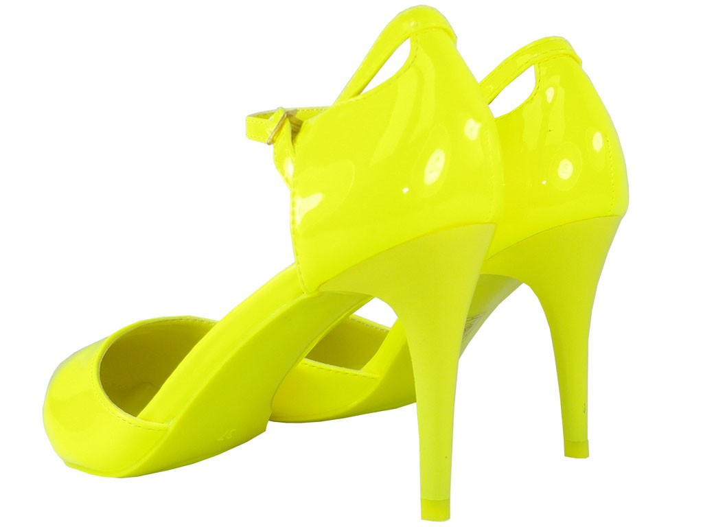 Neona dzelteni stiletto papēži ar potītes siksnu - 4