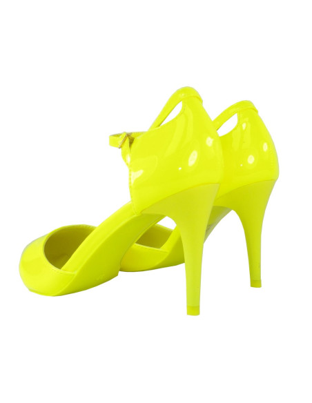 Neongelbe High Heels mit Knöchelriemen - 4