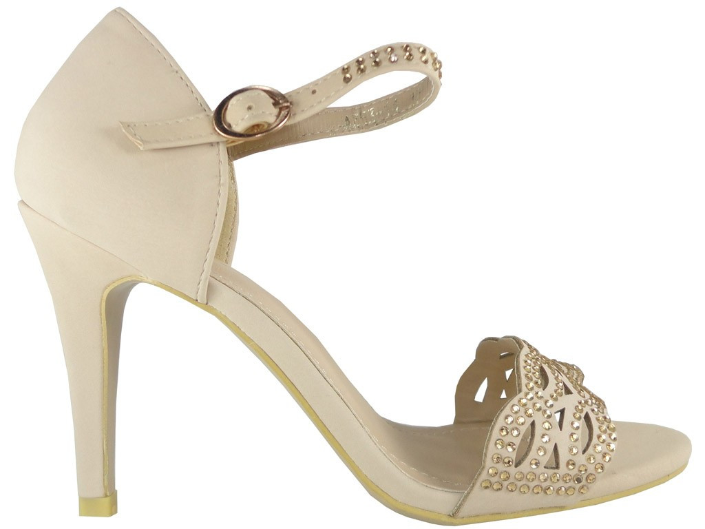 BEIGE PIN SANDALS WITH A STRAP  - 1