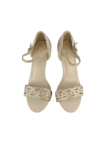 SANDALE BEIGE PE TOC CU CINTURĂ - 4
