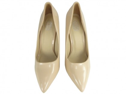 Beige heeled shoes pins lacquered - 2