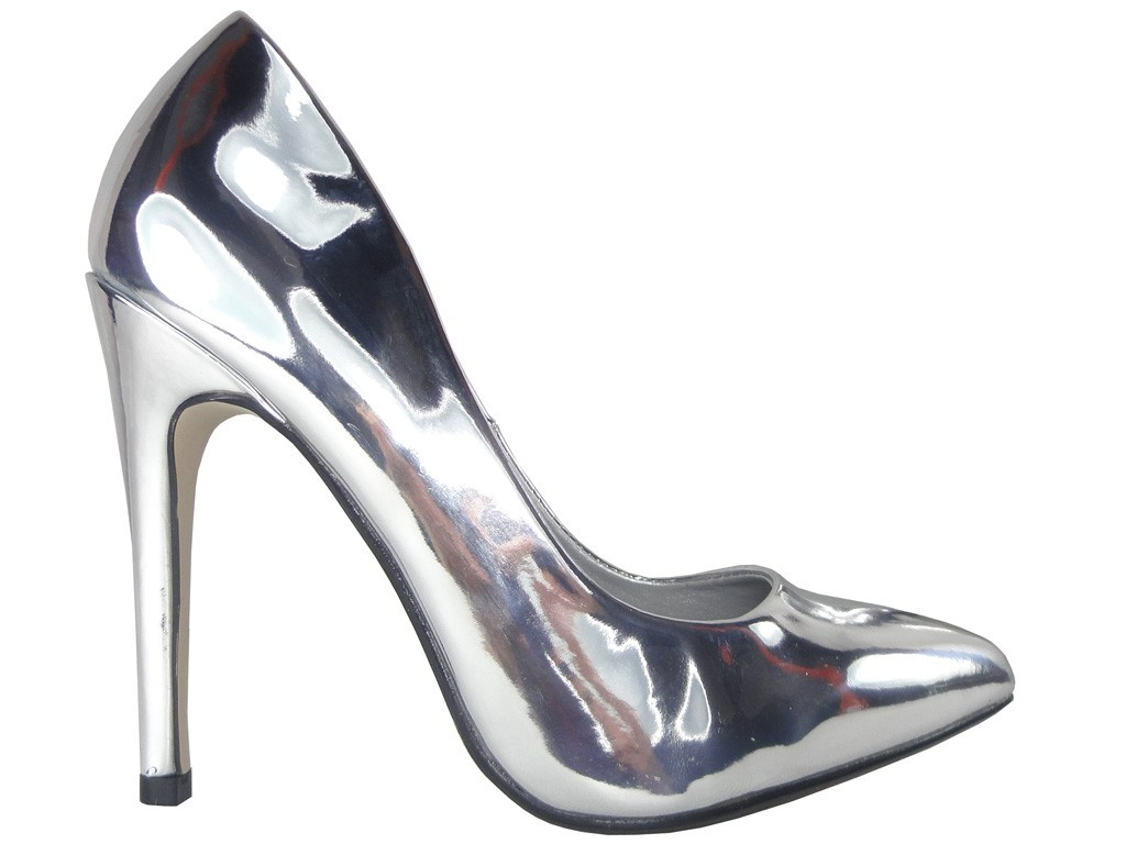 SILVER MIRROR HEELED SHOE PINS - 1