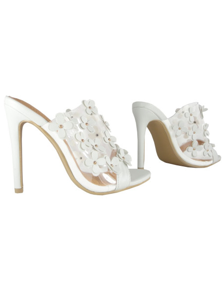 White ladies' flip-flops transparent in heel - 3