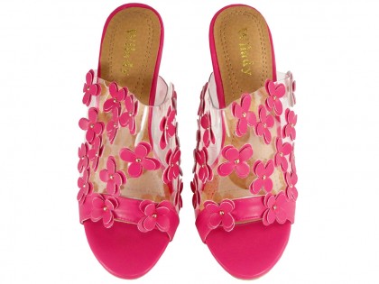 Pink ladies' transparent flip-flops in heel - 2