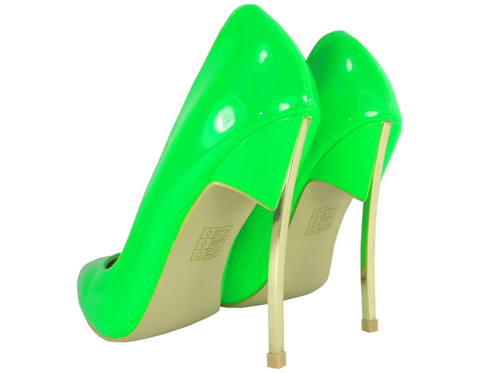 ZIELONE NEONOWE SZPILKI DAMSKIE NA OBCASIE