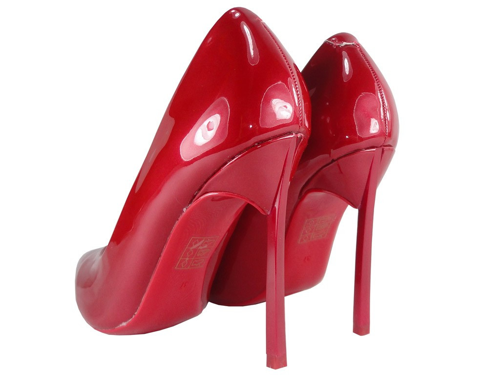 Ķiršu stiletto kurpes ar pērļu papēžiem - 4