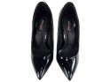 Černé vysoké podpatky lakové kožené boty - 2