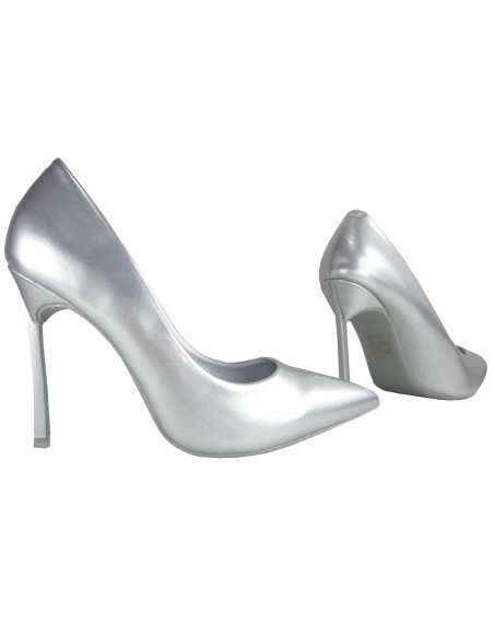 Sudraba stiletto kurpes ar pērļu papēžiem - 3