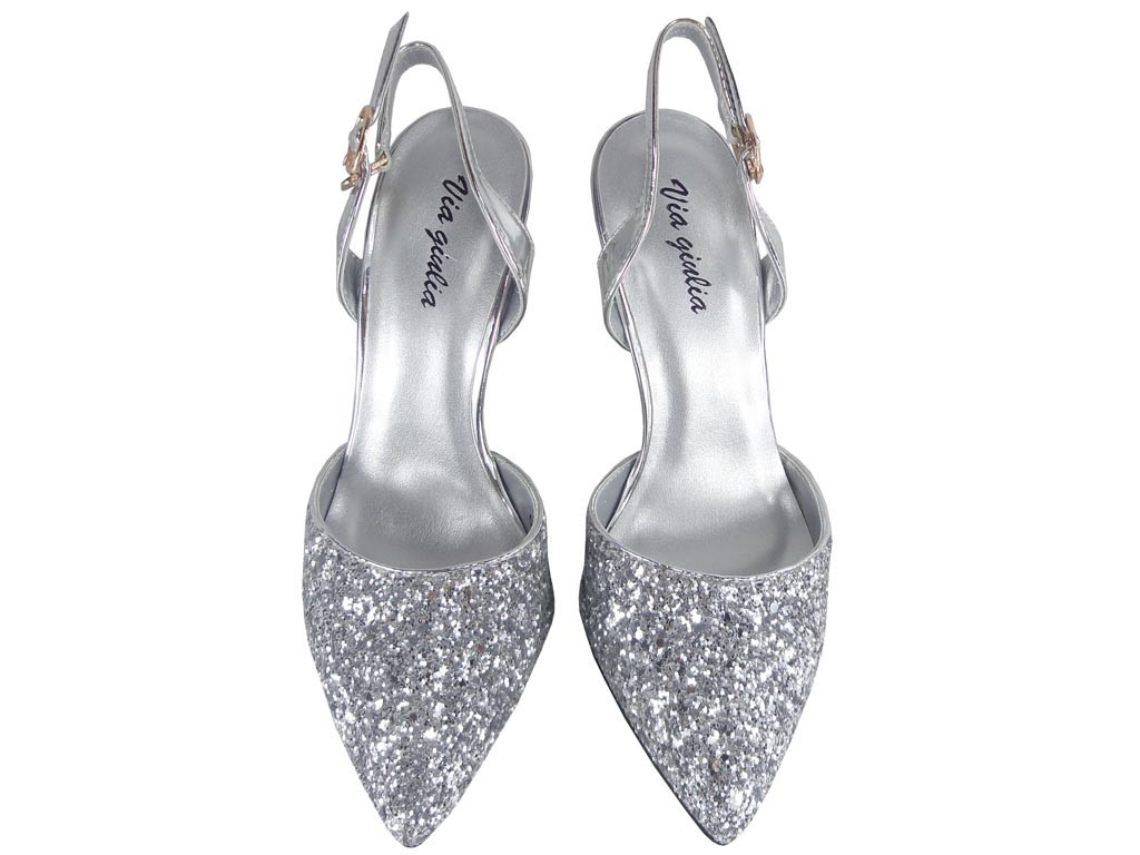 SILVER GLITTER HEELS BOTY S PODPATKY - 4