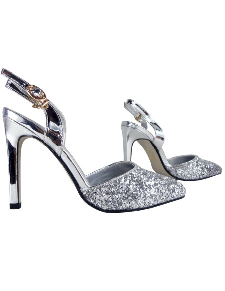 SILVER GLITTER HEELS BOTY S PODPATKY - 2