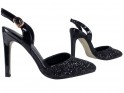 Čierne trblietavé vysoké podpätky štýlové dámske topánky - 3