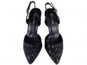 Čierne trblietavé vysoké podpätky štýlové dámske topánky - 2