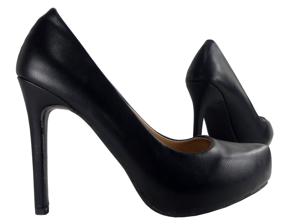 CZARNE MATOWE SZPILKI NA PLATFORMIE
