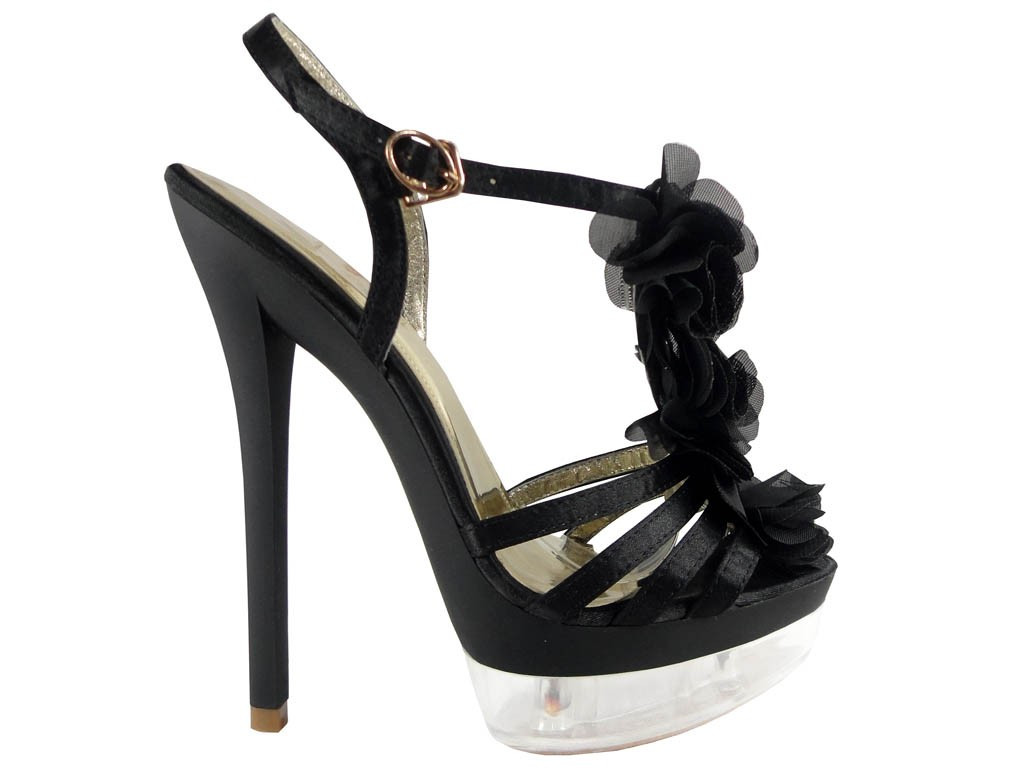 MELNAS PLATFORMAS STILETTO SANDALES - 1
