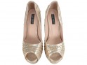 Gold high heels on the sequins platform - 2