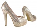 Gold high heels on the sequins platform - 3