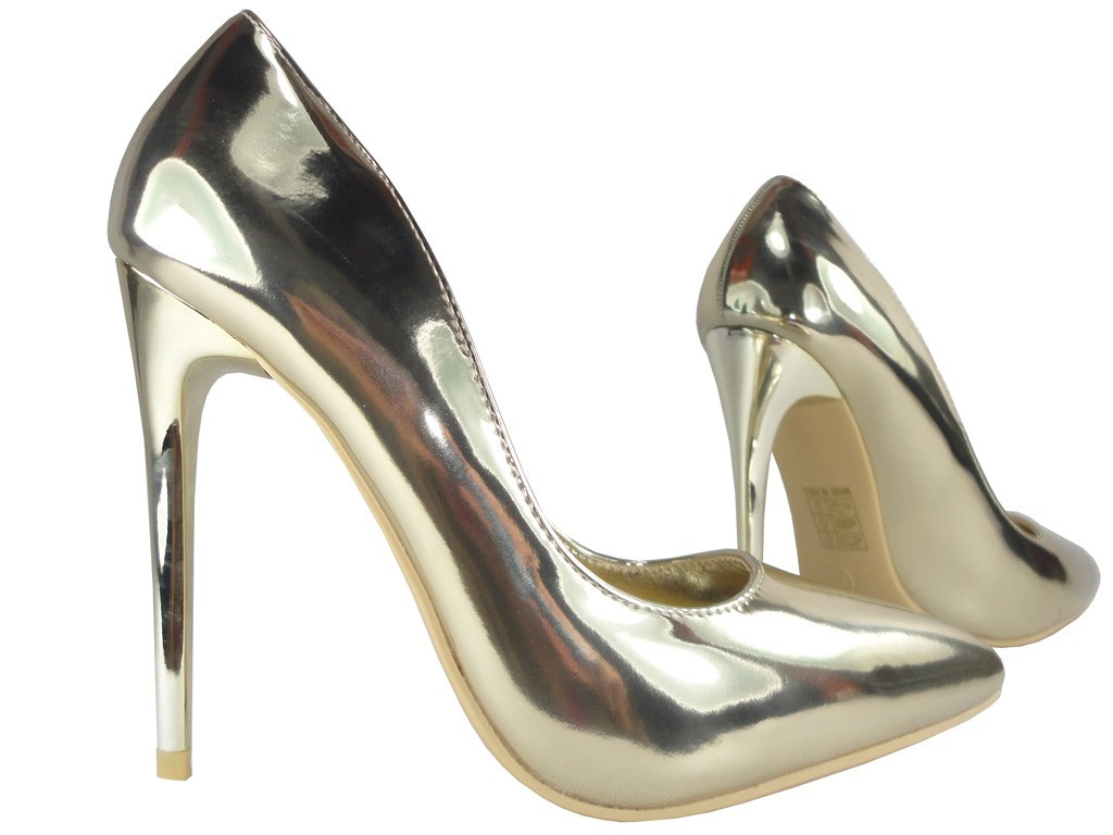 Arany magas sarkú tükrös szivattyú cipő - 3
