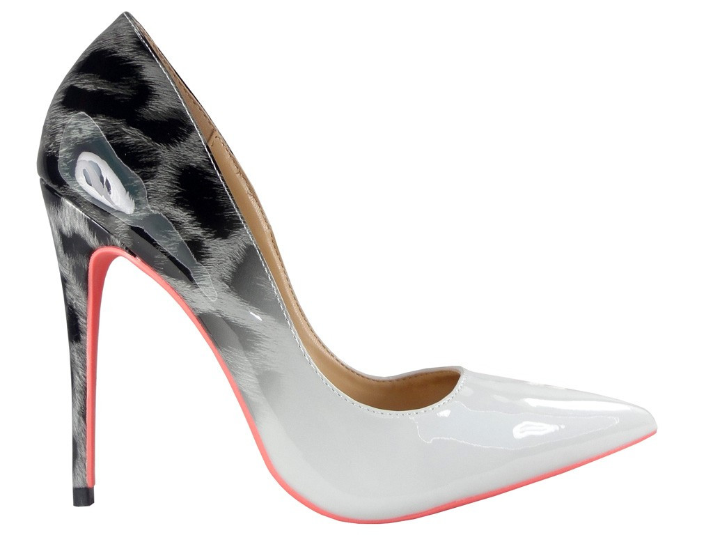Ombre weiße Leoparden High Heels - 1