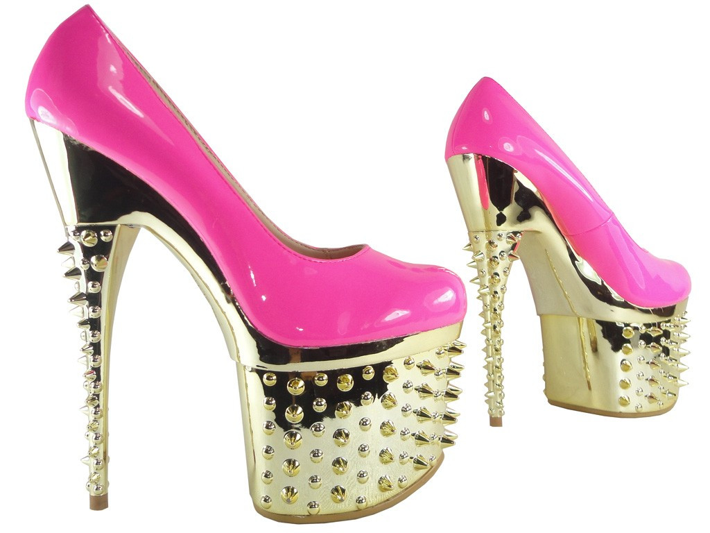 PINK HIGH HEELS SPIKED PINK PINS - 2