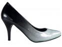 Ombre Low Heels schwarze silberne Schuhe - 1