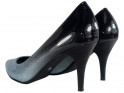 Ombre Low Heels schwarze silberne Schuhe - 4