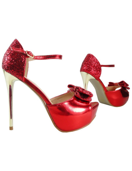 Épinglettes rouges, sandales de ceinture pour femmes - 3