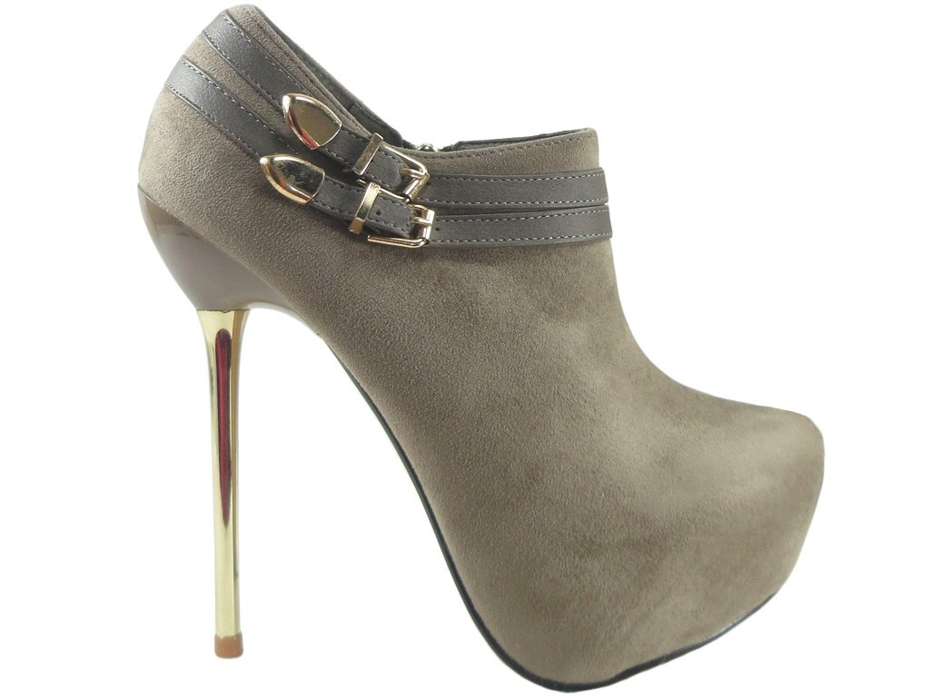 Beige suede boots pins Women's boots  - 1
