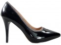 Чорні лаковані жіночі туфлі на шпильці - 1