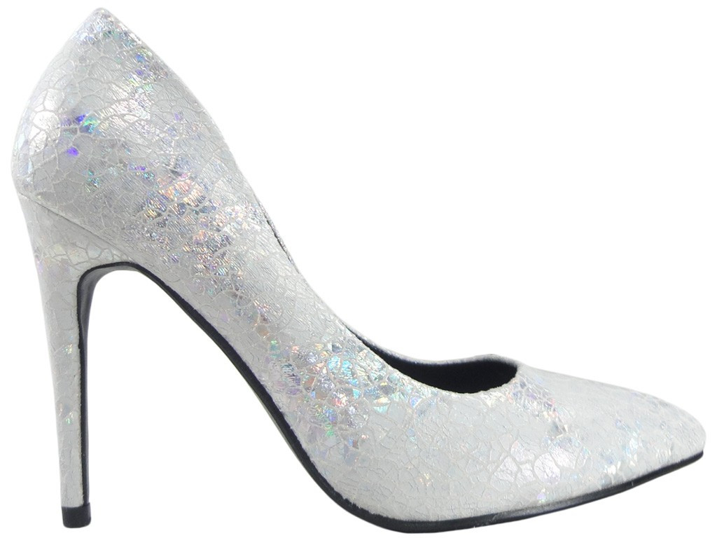 Pearl silver pins ladies' shoes - 1