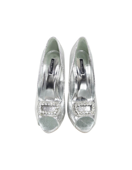 Silver pins ladies' boots with zirconia - 2