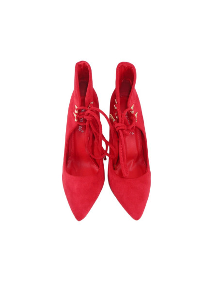 Red suede pins tied with string - 2