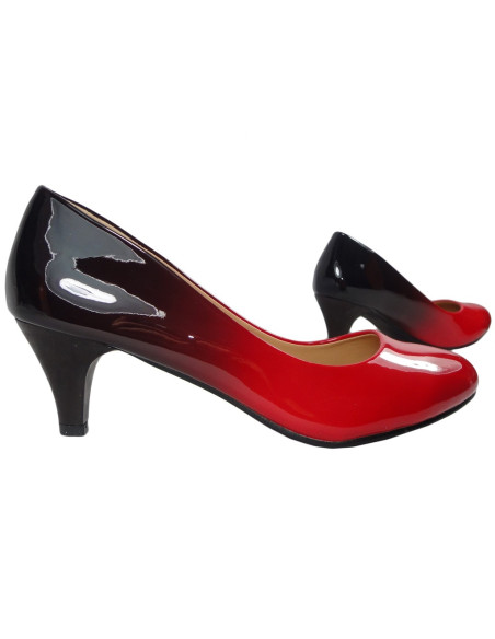 NISKIE SZPILKI OMBRE CZARNO CZERWONE BUTY ONLINE - 2