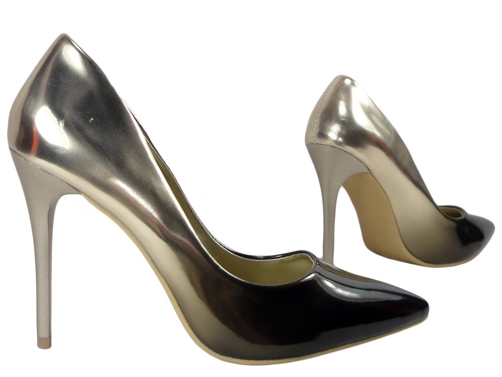 Ombre High Heels schwarz und goldene Schuhe - 3