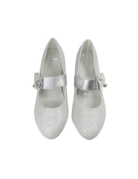 Navettes argentées chaussures de mariage à faible paillettes - 2