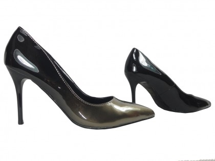 Ombre vysoké podpatky černé a zlaté dámské boty - 3