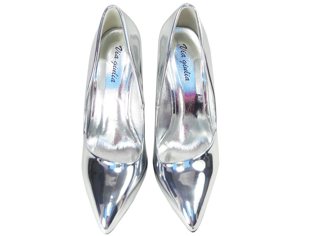 SZPILKI LUSTRZANE SREBRNE MIRROR BUTY - 4