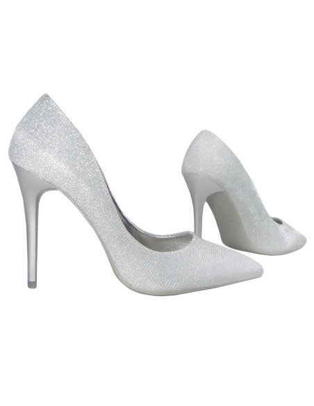 Srebrne szpilki smukłe buty damskie wysokie - 3