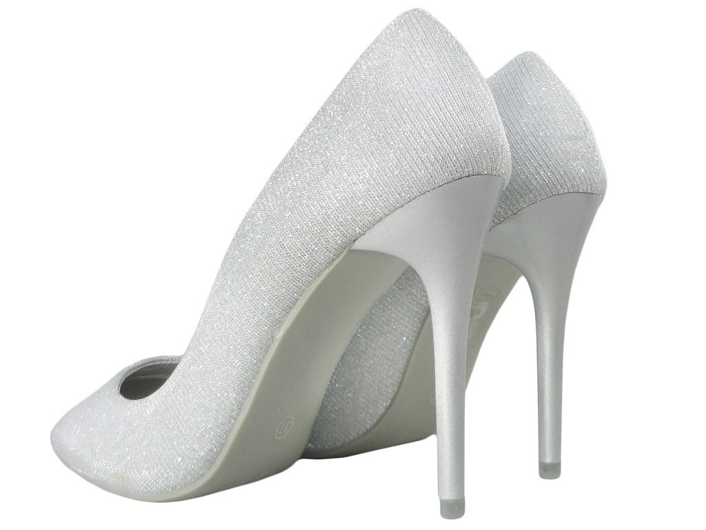 Silver pins slim women's high boots - 4