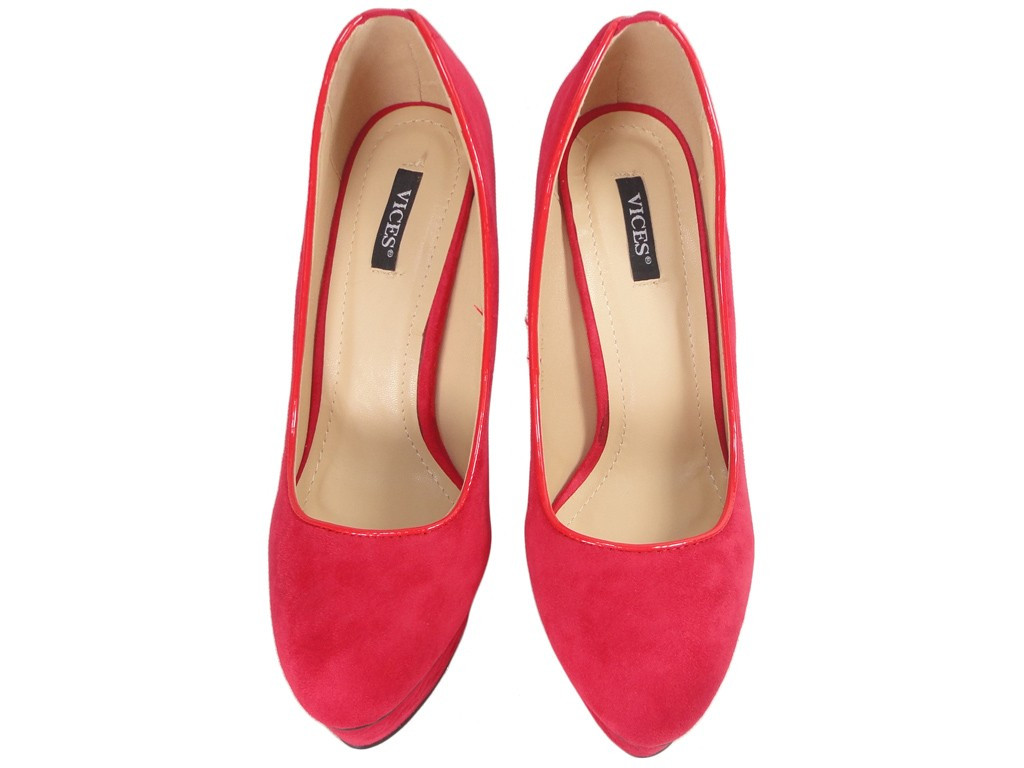 Red suede pins on the platform  - 2