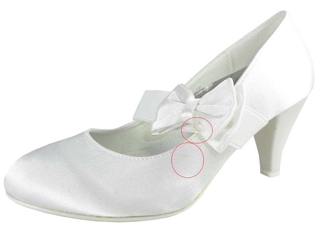 BUTY DAMSKIE BIAŁE SZPILKI ATŁASOWE BUTY ŚLUBNE - 5
