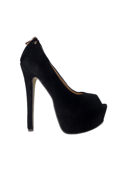CZARNE SZPILKI ZAMSZOWE NA PLATFORMIE HIGH HEELS