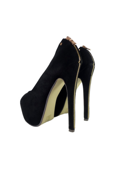 CZARNE SZPILKI ZAMSZOWE NA PLATFORMIE HIGH HEELS - 3