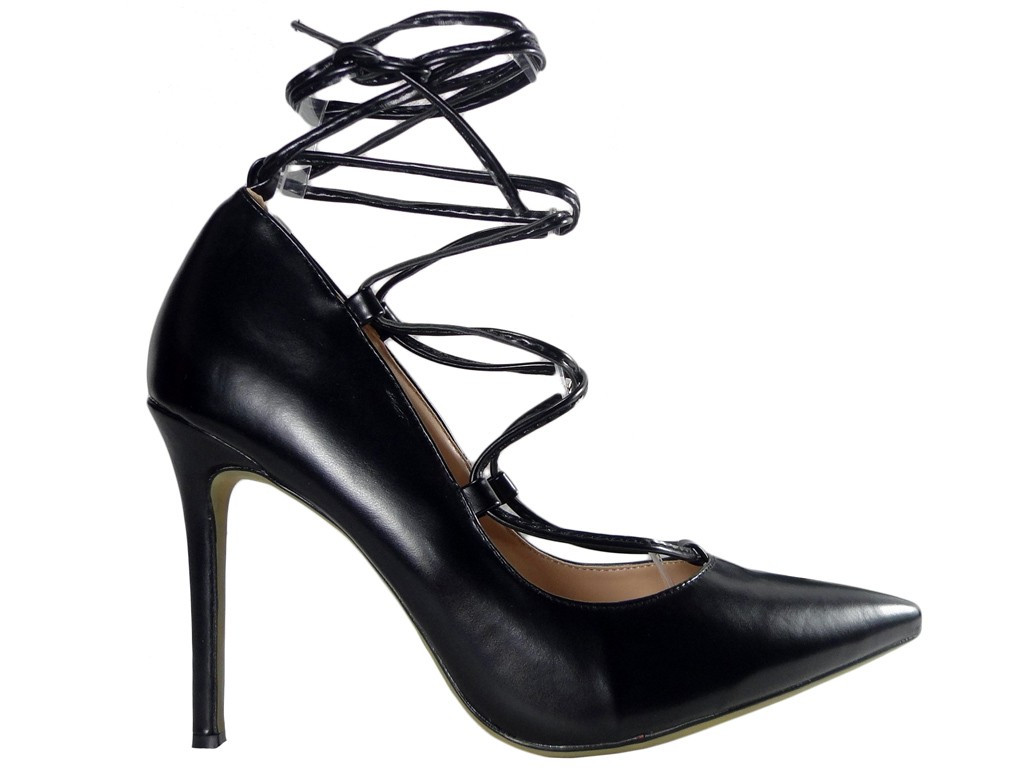 Schwarze Stilettos gebundene Damenschuhpumps - 1