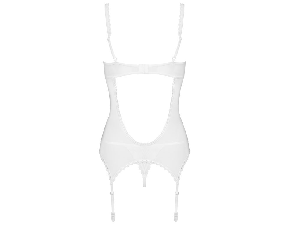 Corset alb cu curele de jartieră de la Obsessive - 7
